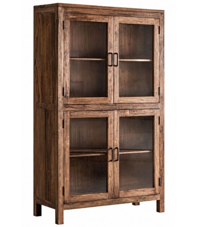 Vitrina boho de madera recuperada y 4 puertas de cristal