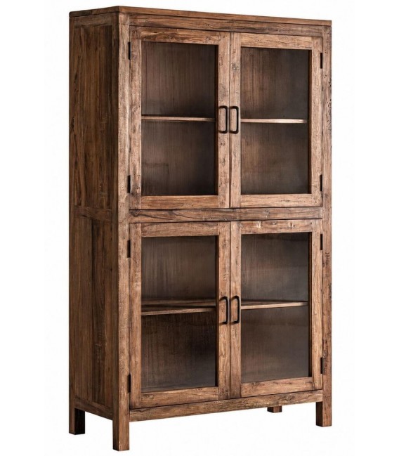 Vitrina boho de madera recuperada y 4 puertas de cristal