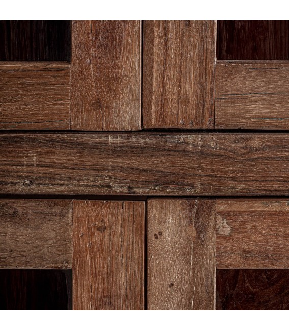 Vitrina boho de madera recuperada y 4 puertas de cristal 3
