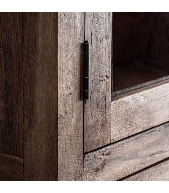 Vitrina boho de madera recuperada y 4 puertas de cristal 4