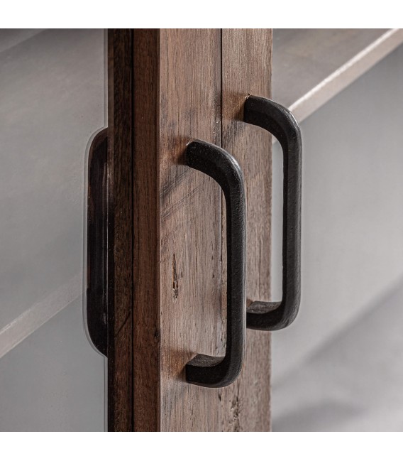 Vitrina boho de madera recuperada y 4 puertas de cristal 5