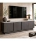 Mueble de TV grande de madera de fresno negro y travertino gris Mdmhogar