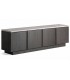 Mueble de TV grande de madera de fresno negro y travertino gris 1