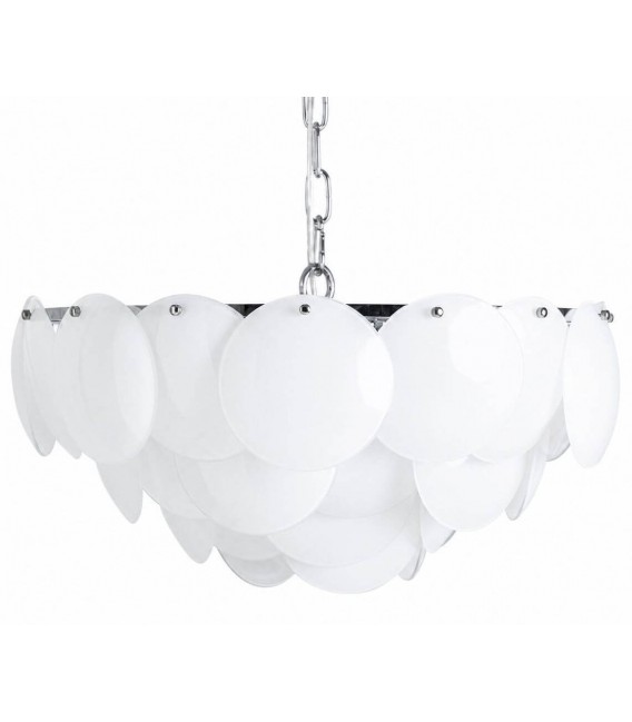 Lámpara techo acero cromado y cristal blanco 5 luces moderna 1