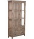Vitrina de madera maciza de pino con dos puertas y cajones rústica