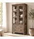 Vitrina de madera maciza de pino con dos puertas y cajones rústica Mdmhogar