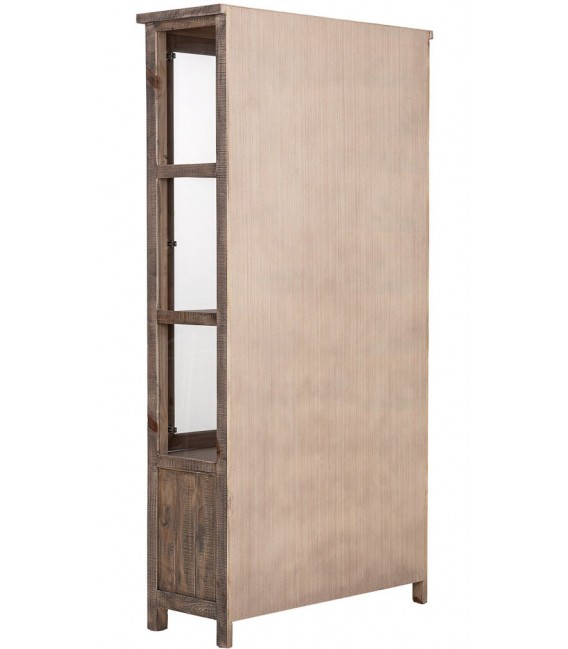 Vitrina de madera maciza de pino con dos puertas y cajones rústica 3