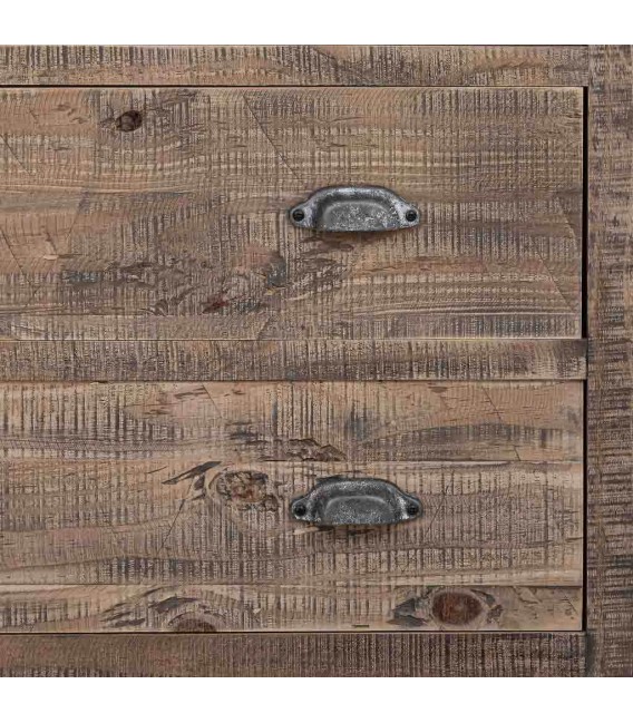 Vitrina de madera maciza de pino con dos puertas y cajones rústica 4