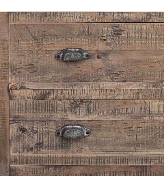 Vitrina de madera maciza de pino con dos puertas y cajones rústica 5