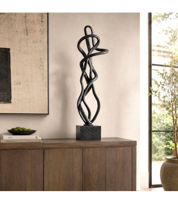 Figura decorativa alta negra en resina y metal estilo moderno Mdmhogar