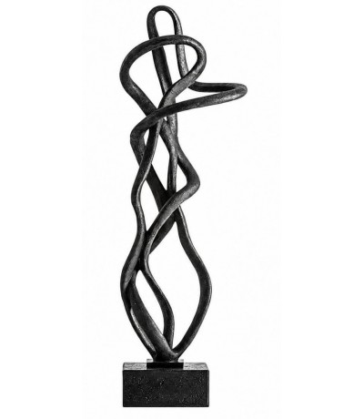 Figura decorativa alta negra en resina y metal estilo moderno
