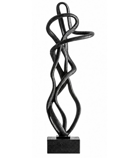 Figura decorativa alta negra en resina y metal estilo moderno
