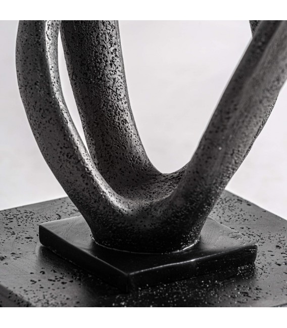 Figura decorativa alta negra en resina y metal estilo moderno 3