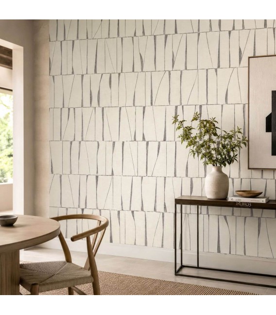 Papel pintado geométrico beige y gris estilo contemporáneo Mdmhogar