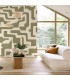 Mural papel pintado beige y verde moderno acabado semi mate 1
