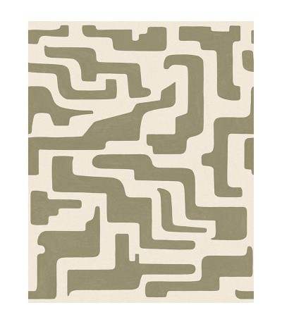 Mural papel pintado beige y verde moderno acabado semi mate