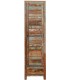 ARMARIO ALACENA PEQUEÑO 51 X 40 X 185 FLANTA MADERA MACIZA DECAPADA MULTICOLOR