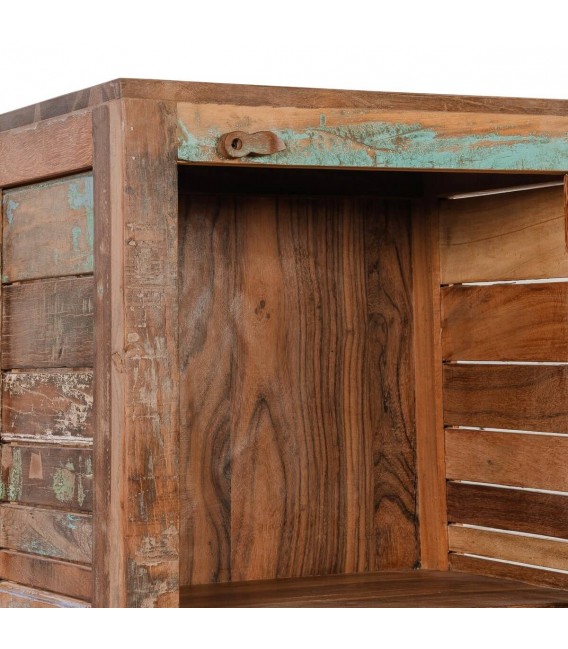 ARMARIO ALACENA PEQUEÑO 51 X 40 X 185 FLANTA MADERA MACIZA DECAPADA MULTICOLOR