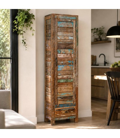 Armario alacena madera maciza decapada con puerta vintage Mdmhogar