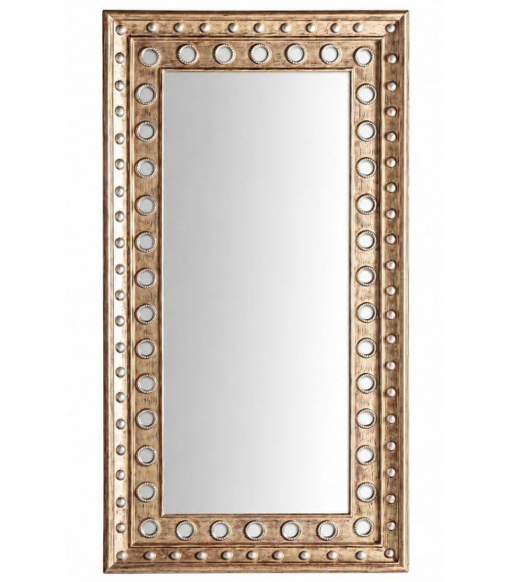 Espejo rectangular grande en resina oro patinado y plata art deco Mdmhogar