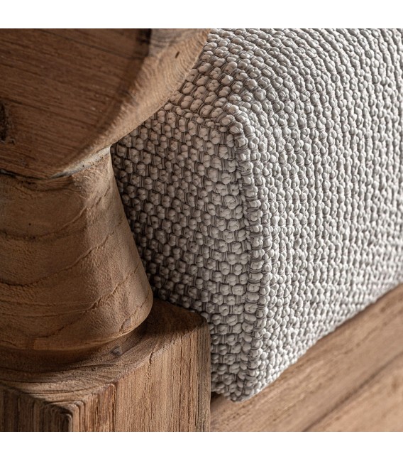 Sofá exterior 4 plazas  XXL teca reciclada y textil blanco boho 5