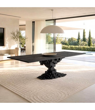 Mesa comedor rectangular  XXL  madera mango negra arenada Mdmhogar