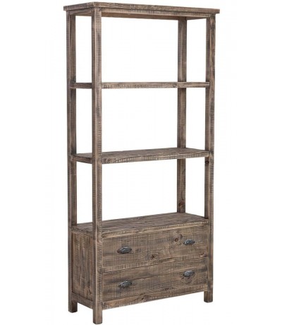 Estantería madera maciza pino con 2 cajones rústica