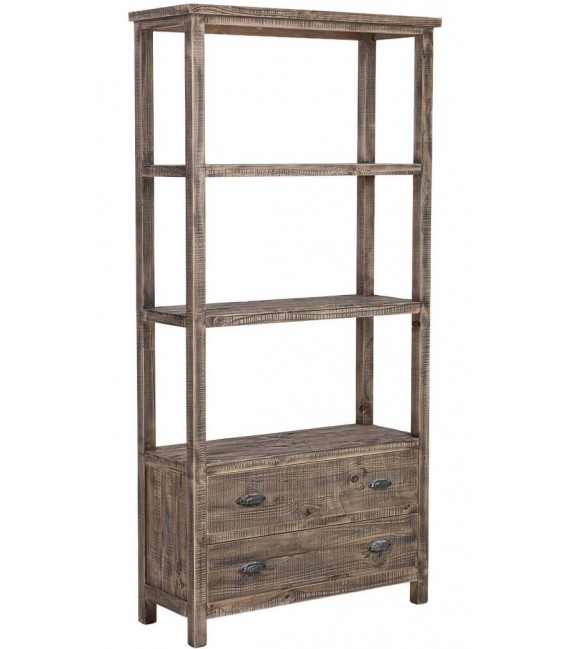 Estantería madera maciza pino con 2 cajones rústica