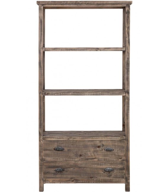 Estantería madera maciza pino con 2 cajones rústica 1
