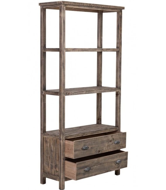 Estantería madera maciza pino con 2 cajones rústica 2