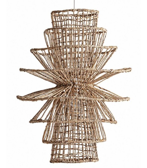 Lámpara techo XL fibras naturales trenzadas y metal estilo boho 1