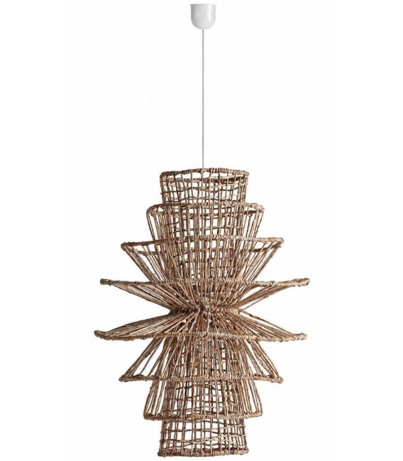 Lámpara techo XL fibras naturales trenzadas y metal estilo boho