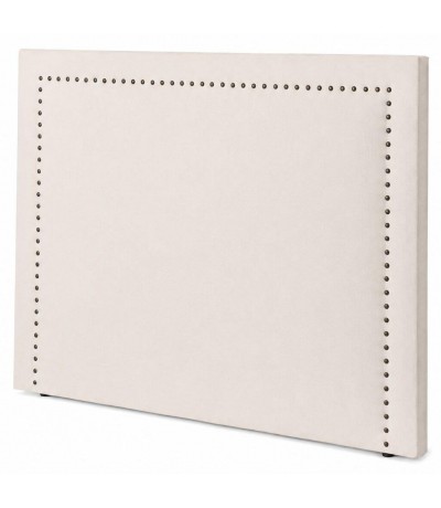 Cabecero tapizado para cama 150 blanco roto con tachuelas bronce.