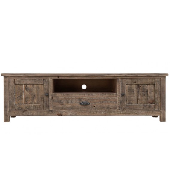 Mueble TV de pino macizo con 2 puertas y 1 cajón estilo rústico 1