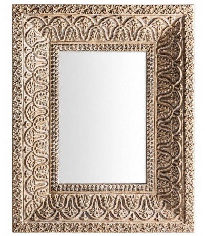 Espejo rectangular XL resina beige envejecida horizontal o vertical Mdmhogar