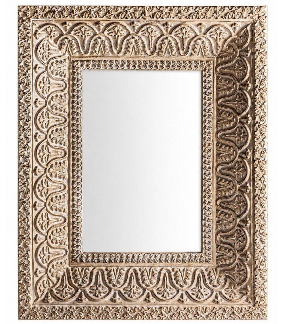Espejo rectangular XL resina beige envejecida horizontal o vertical Mdmhogar