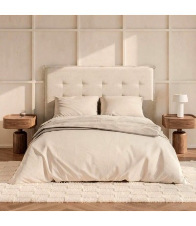 Cabecero tapizado en loneta color beige para cama de 1.35-1.40 Mdmhogar
