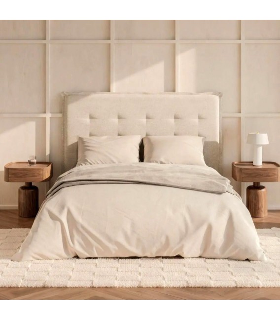 Cabecero tapizado en loneta color beige para cama de 1.35-1.40 Mdmhogar
