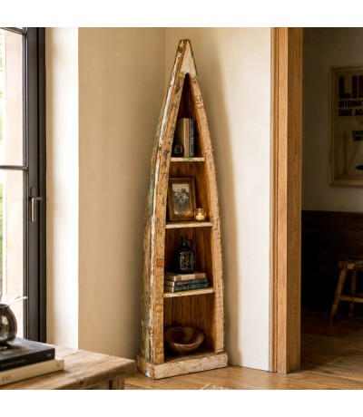 Estantería vintage madera recuperada decapada multicolor miel Mdmhogar
