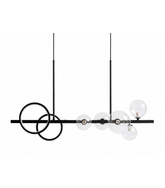 LAMPARA DE TECHO 95 X 30 X 80 ARIDIA METAL NEGRO Y CRISTAL