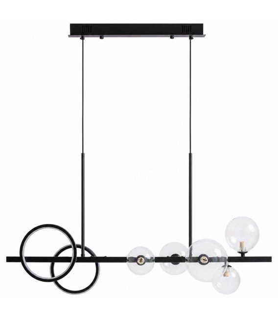 LAMPARA DE TECHO 95 X 30 X 80 ARIDIA METAL NEGRO Y CRISTAL