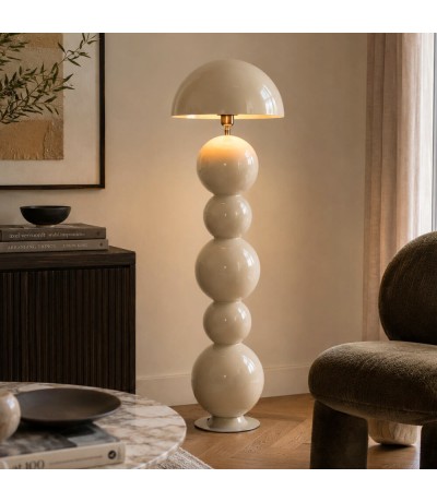 Lámpara de pie metal beige y oro viejo diseño elegante art deco Mdmhogar
