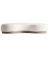 Puf XXL forma riñon jacquard blanco roto con base madera natural 1