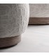 Puf XXL forma riñon jacquard blanco roto con base madera natural 3