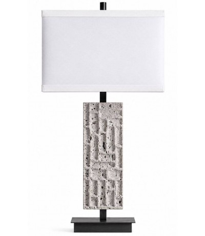 Lámpara sobremesa mármol gris pantalla blanca elegante