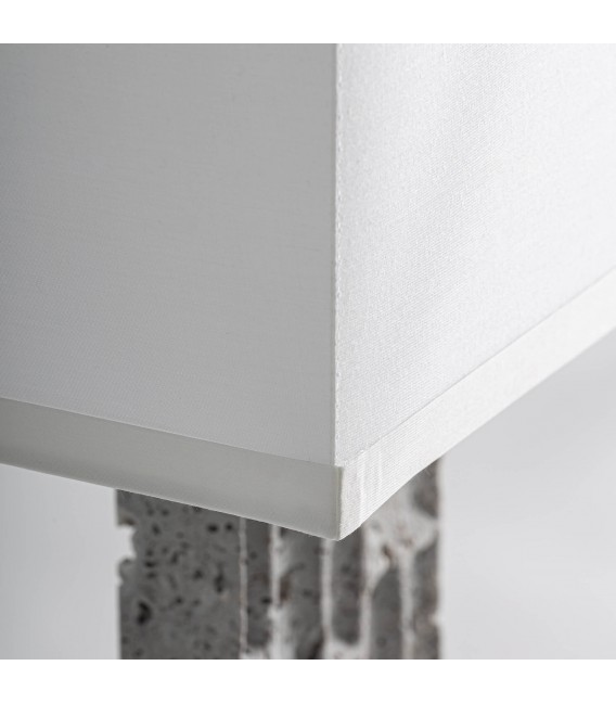 Lámpara sobremesa mármol gris pantalla blanca elegante 1