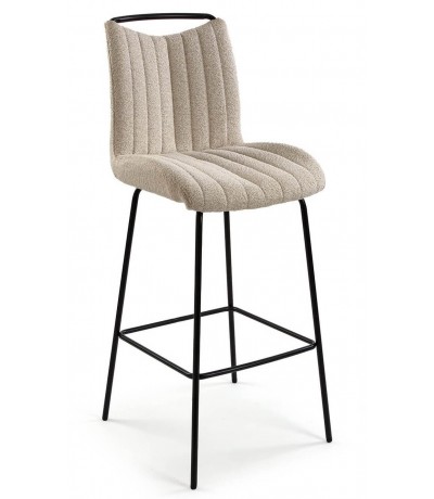 Set de 2 taburetes chenilla beige con estructura metal negro