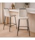 Set de 2 taburetes chenilla beige con estructura metal negro Mdmhogar