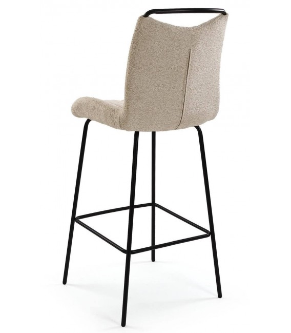 Set de 2 taburetes chenilla beige con estructura metal negro 1