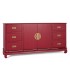 Aparador oriental madera lacada en rojo 6 cajones y puertas centrales